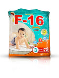 F-16 Premium Baby Diapers, Medium Size 3, (4-9 kg) - 72 Pcs