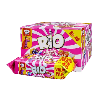 Rio Strawberry Vanilla Biscuits Rs. 40 Box (8 Packs)